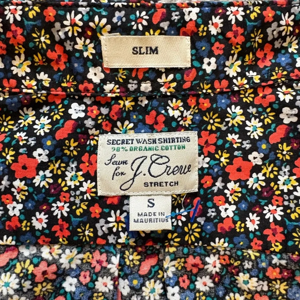 J. Crew Men's Slim Secret Wash Stretch Organic Cotton Floral Shirt
